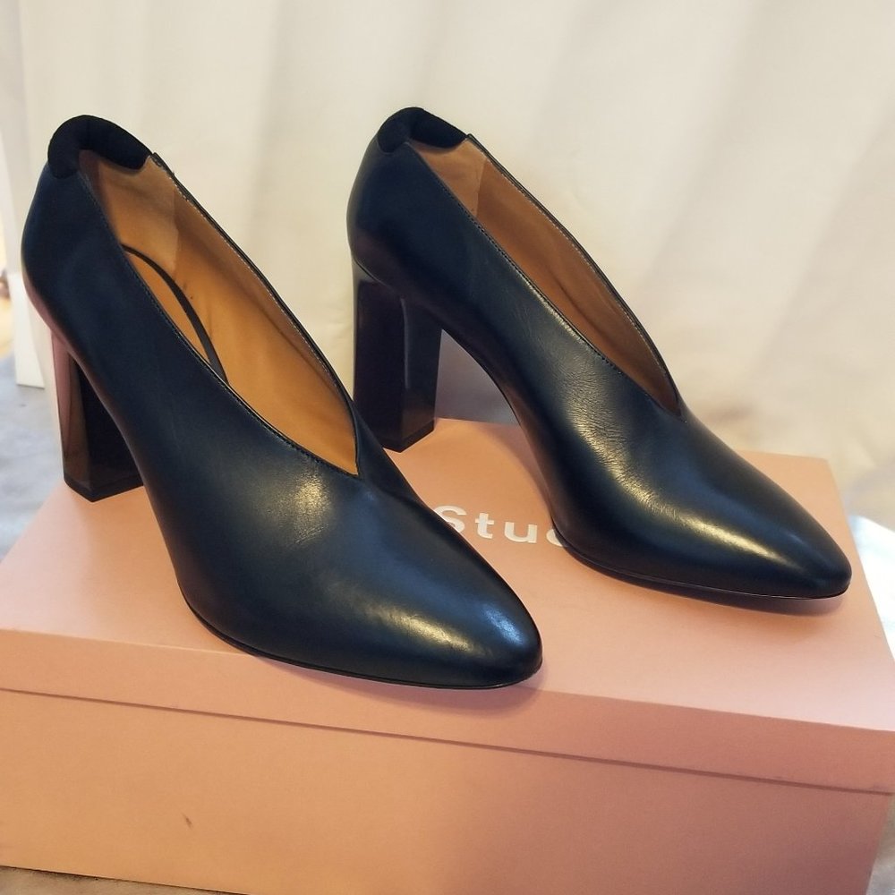 *NWT* ACNE PUMP leather block heel pump - Picture 1 of 7